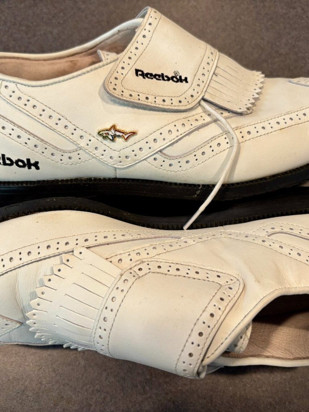 Reebok Greg Norman Collection The Shark White Classic Men's 9 Leather Golf Shoes